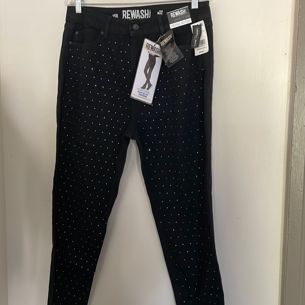 NWT studded bling black denim jeans sparkly accents